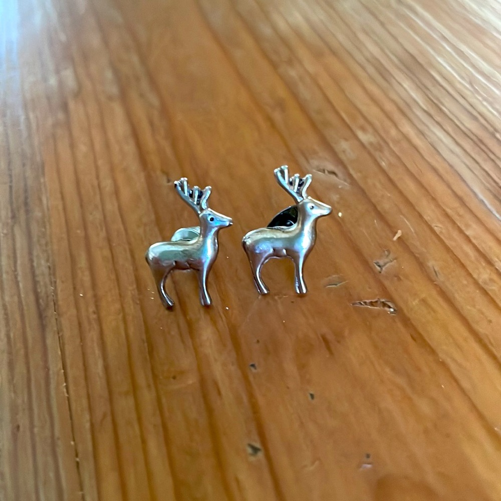 Mini gold reindeer earrings